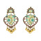 E-5795 Retro Heart-shaped with Tassel Beads Drop Dangle Earrings for Women