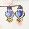 E-5795 Retro Heart-shaped with Tassel Beads Drop Dangle Earrings for Women