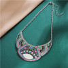 N-7372 Indian Hollow Broken Glass Stone Acrylic Beads Rhinestone Pendant Dance Necklace