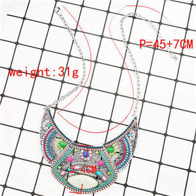 N-7372 Indian Hollow Broken Glass Stone Acrylic Beads Rhinestone Pendant Dance Necklace