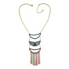 N-7373 Indian Vintage Gold Alloy Crystal Beads Mirror Pendant Necklaces for Women Bohemian Gypsy Party Jewelry