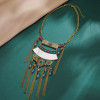 N-7374 Fashion Indian Vintage Alloy Colorful Crystal Beads Mirror Pendant Necklaces for Women Bohemian Gypsy Jewelry Accessories