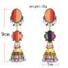 E-5804 Fashionable colorful rhinestone bell pendant beads tassel knitted earrings women jewelry