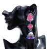 E-5804 Fashionable colorful rhinestone bell pendant beads tassel knitted earrings women jewelry