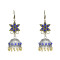 E-5805 Indian Pentagram Rhinestone Bell Drop Earrings for Women