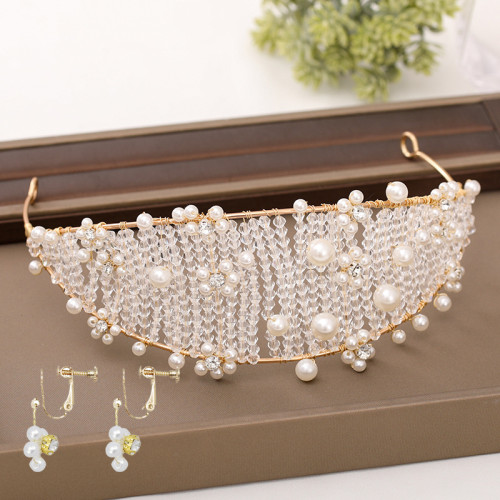 F-0768 Vintage Crystal Braided Hairband Crown Wedding Headdress Jewelry
