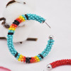 E-5809 Bohemian Hand-woven C-shaped Rice Beads Large Hoop Earrings