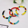 E-5809 Bohemian Hand-woven C-shaped Rice Beads Large Hoop Earrings