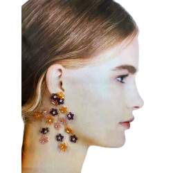 E-5810 Cute Girl Crystal Acrylic Beads Flower Drop Earrings for Women Bridal Wedding Party Jewelry Gift