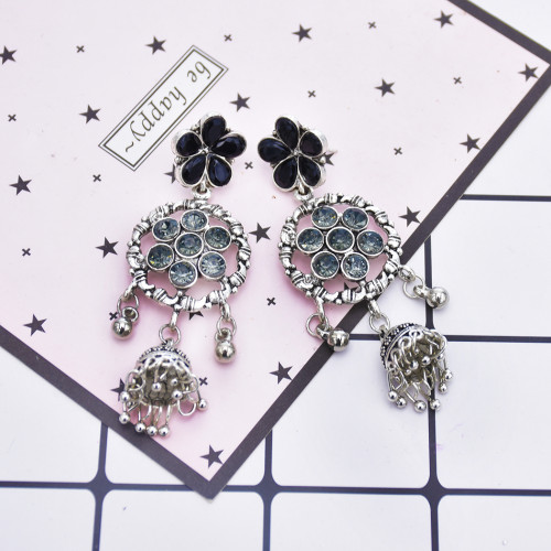 E-5816 Fashion Crystal Flowers Bells Drop Dangle Earrings for Women Jewelry