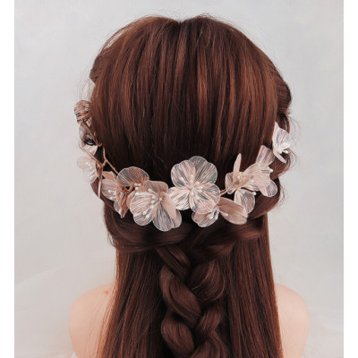 F-0770 Korean Style Women Gold Wired Flower Headbands Bridal Wedding Hair Accessories