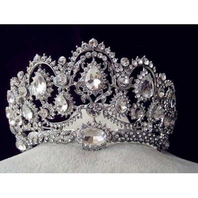 F-0771 New Arrival Baroque Big Rhinestone Crystal Beaded Bride Crown Headband Tiara Wedding Headpiece Headband