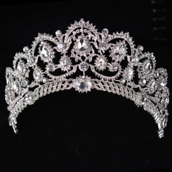 F-0771 New Arrival Baroque Big Rhinestone Crystal Beaded Bride Crown Headband Tiara Wedding Headpiece Headband