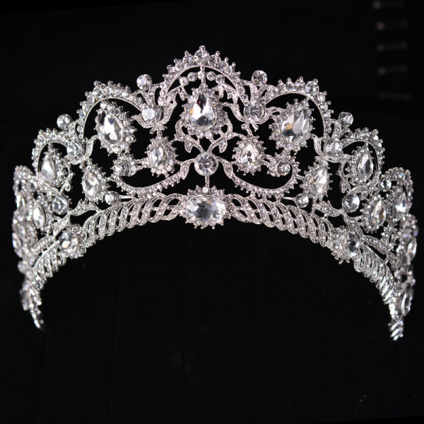 F-0771 New Arrival Baroque Big Rhinestone Crystal Beaded Bride Crown Headband Tiara Wedding Headpiece Headband