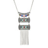N-7376 Vintage silver color multi-crystal tassel pendant necklace for women gift jewelry