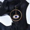 E-5817 Fashion Big Circle Gold Metal Lips Eye-shaped Asymmetry Dangle Statement Earrings for Women