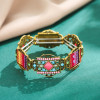 B-1033 Vintage Geometric Colorful Rhinestone Elastic Band Bracelet Jewelry