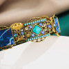 B-1033 Vintage Geometric Colorful Rhinestone Elastic Band Bracelet Jewelry