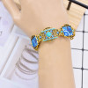 B-1033 Vintage Geometric Colorful Rhinestone Elastic Band Bracelet Jewelry