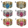 B-1035 Vintage Colorful Rhinestone printed Elastic Band Bracelet Jewelry