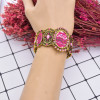 B-1035 Vintage Colorful Rhinestone printed Elastic Band Bracelet Jewelry