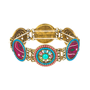 B-1036 Vintage color rhinestone elastic band knitted wristband women gift bracelet jewelry