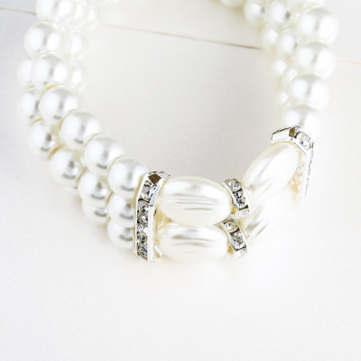 B-1037 Elegant 3 Layers Simulated Pearl Beads Statement Bracelets for Women Girl Summer Party Jewelry Gift