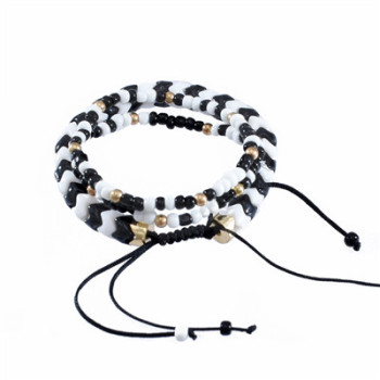 B-1038 Adjustable Braided Rope Acrylic Bead Bracelet Set