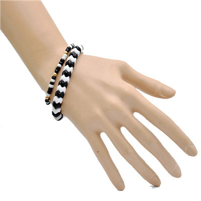 B-1038 Adjustable Braided Rope Acrylic Bead Bracelet Set
