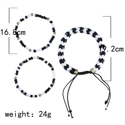 B-1038 Adjustable Braided Rope Acrylic Bead Bracelet Set