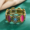 B-1039 Vintage Bead  Colorful Rhinestone printed Elastic Band Bracelet Jewelry