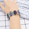 B-1039 Vintage Bead  Colorful Rhinestone printed Elastic Band Bracelet Jewelry