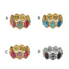 B-1039 Vintage Bead  Colorful Rhinestone printed Elastic Band Bracelet Jewelry
