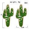 E-5830 Fashion Cute Crystal  Green Acrylic Cactus Shape Drop Earrings for Women Girl Summer Party Jewelry Gift