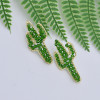 E-5830 Fashion Cute Crystal  Green Acrylic Cactus Shape Drop Earrings for Women Girl Summer Party Jewelry Gift