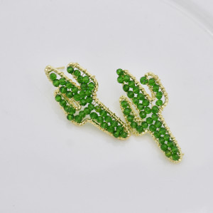E-5830 Fashion Cute Crystal  Green Acrylic Cactus Shape Drop Earrings for Women Girl Summer Party Jewelry Gift