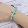 B-1045 Geometry Style Green Beads Adjustable Chain Bracelet for Woman