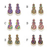 E-5832 Indian Pattern Rhinestone Pearl Tassel Dangle Earrings