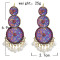 E-5832 Indian Pattern Rhinestone Pearl Tassel Dangle Earrings