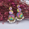 E-5832 Indian Pattern Rhinestone Pearl Tassel Dangle Earrings