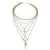 N-7385 Multilayers Gold Chain cross rose flower coin Pendant Necklaces & Pendant Bohemian Jewelry Gift