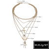 N-7385 Multilayers Gold Chain cross rose flower coin Pendant Necklaces & Pendant Bohemian Jewelry Gift