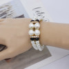 B-1048 Elegant Double Layer White Pearl Color Crystal Lady Diamond Bracelet Bracelet Jewelry Gift