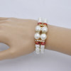 B-1048 Elegant Double Layer White Pearl Color Crystal Lady Diamond Bracelet Bracelet Jewelry Gift