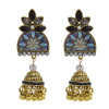 E-5837 6 Color Jhumki Gold with Multicolor Crystal  Beads Bell Tassel Jhumka Earrings for Women