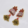 E-5837 6 Color Jhumki Gold with Multicolor Crystal  Beads Bell Tassel Jhumka Earrings for Women