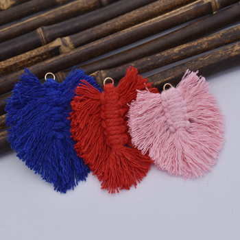 E-5840 1pairs Bohemian multi-color Silk cotton Knot Leaf Leaf Earrings Women's DIY leaves tassel Earrings