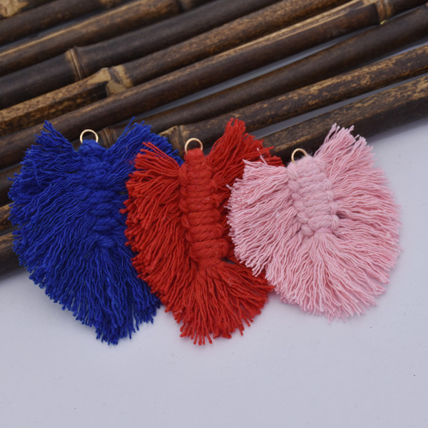 E-5840 1pairs Bohemian multi-color Silk cotton Knot Leaf Leaf Earrings Women's DIY leaves tassel Earrings