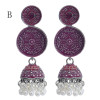 E-5844 6 Color Jhumki Silver with Multicolor Enamel  Beads Bell Tassel Jhumka Earrings for Women