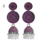 E-5844 6 Color Jhumki Silver with Multicolor Enamel  Beads Bell Tassel Jhumka Earrings for Women